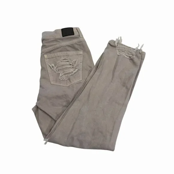 AE Jeans Women’s Distressed Mom Jeans Relaxed Tapered Cream Size 8 4597 - Picture 6 of 11